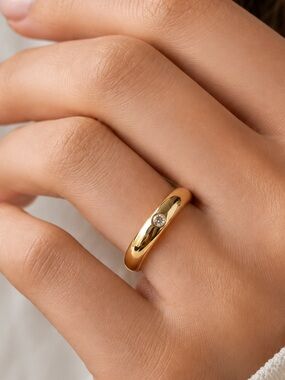 Milor Gold 14K Gold Electroform CZ RIng Sz. 7